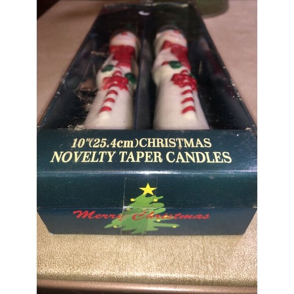 Vintage Christmas 10” Tapers Candles Snowman Snowy Days New - Picture 3 of 4